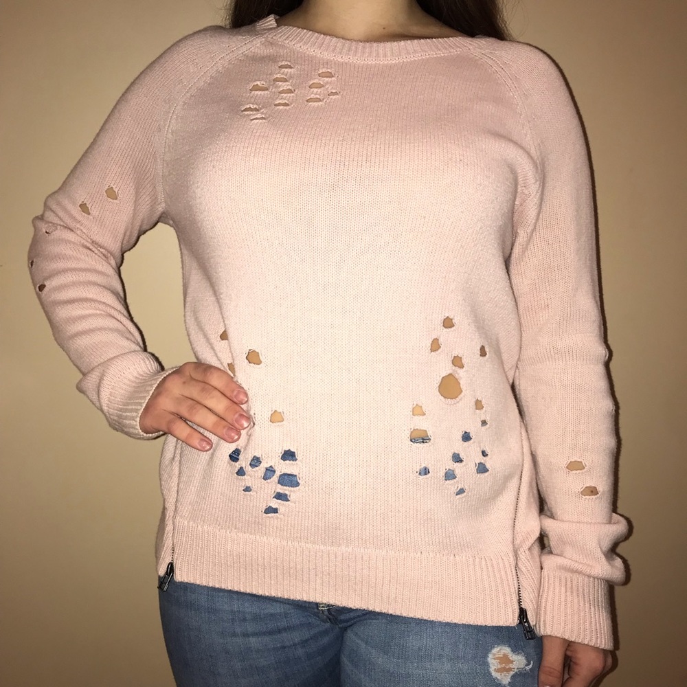 Express pink Distressed sweater